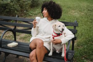 Woman with Dog in Park