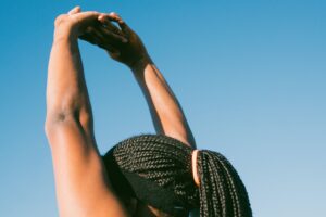 Woman stretching outside