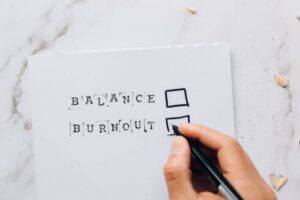 balance burnout check boxes with pen hovered over burnout